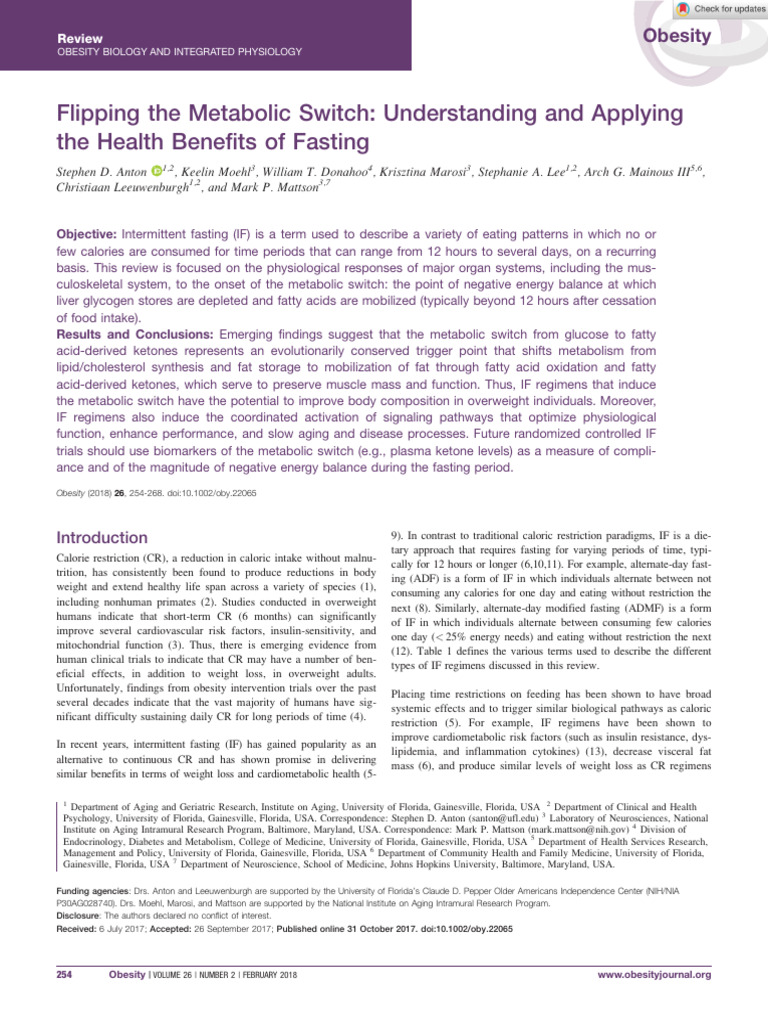 Benefits of Intermittent Fasting | PDF | Calorie Restriction | Obesity