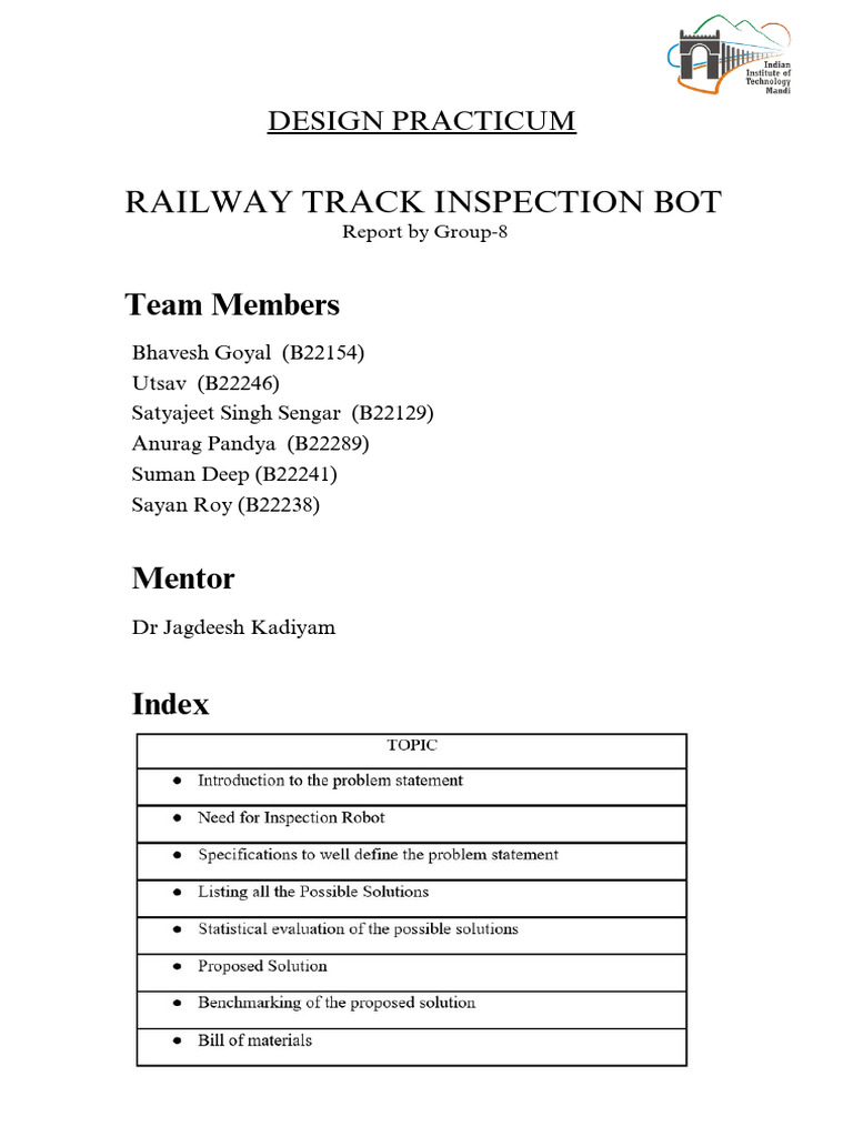 Railway Track Inspection Robot Design | PDF | Ultrasound | Rail Transport