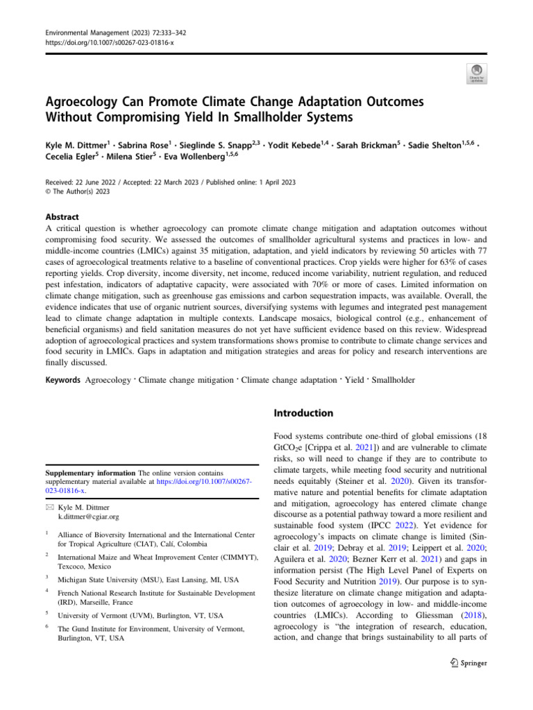 Agroecology's Role in Climate Adaptation | PDF | Climate Change ...