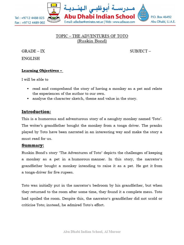 the-adventures-of-toto-summary-pdf