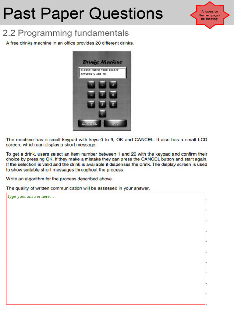 2.2 Programming Fundamentals Past Papers Q3 | PDF | Computers
