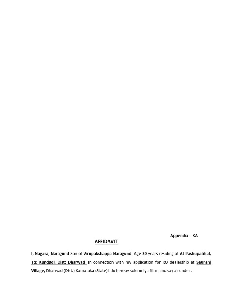 RO Dealership Affidavit - Appendix XA | PDF | Law