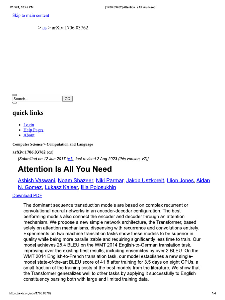 Attention Is All You Need PDF