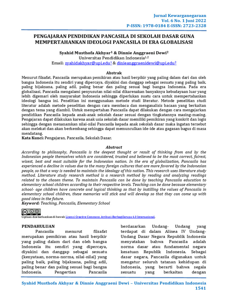 Implementasi Nilai Nilai Pancasila Pdf