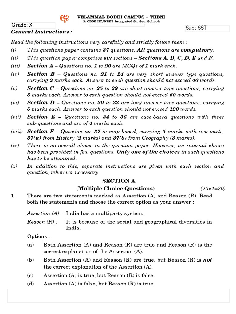 VVP Question Paper: 20 Q&A Format | PDF