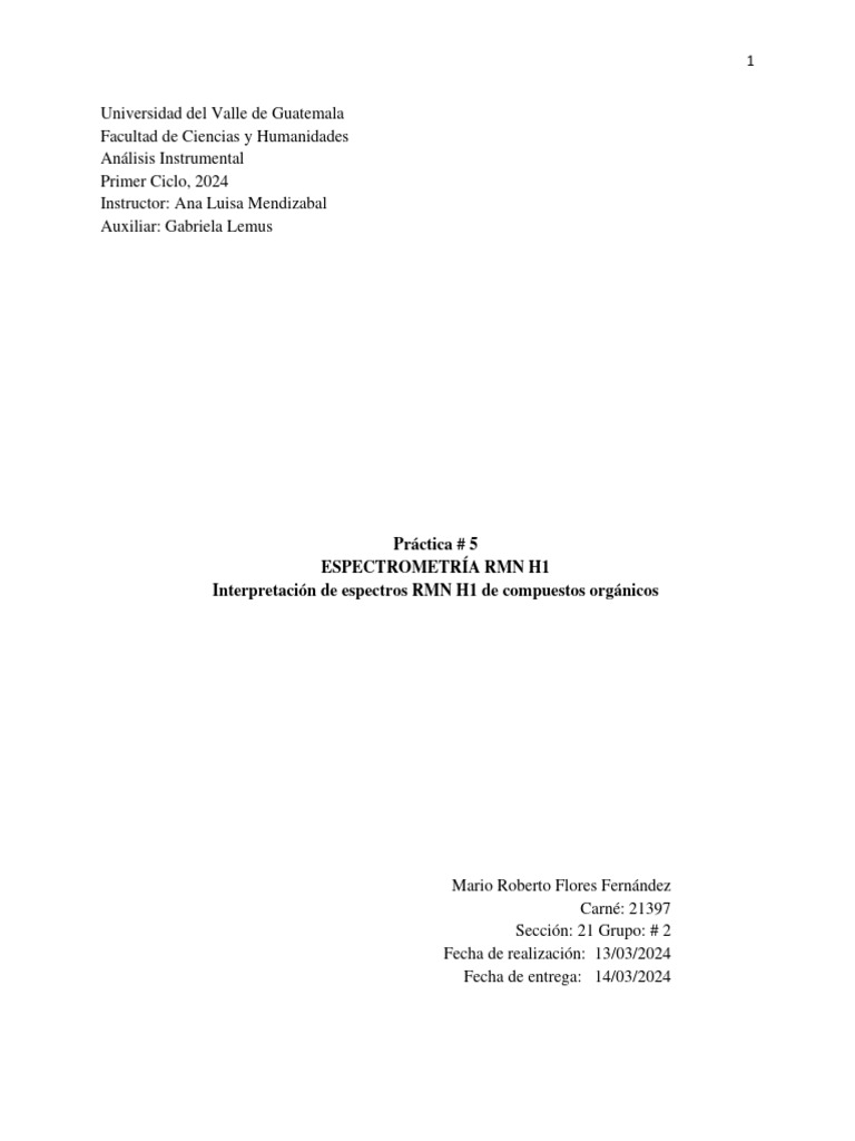 Inf5 AIA | PDF | Resonancia magnética nuclear | Espectroscopia