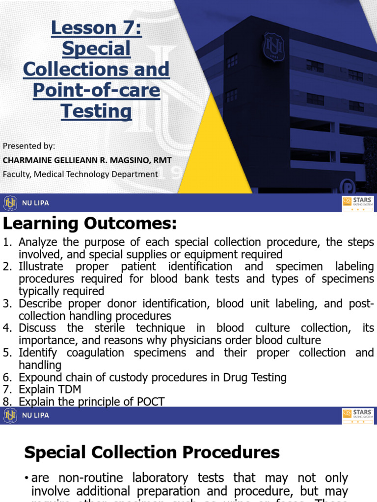 Special Collections & POCT Procedures Guide | PDF | Blood Donation ...