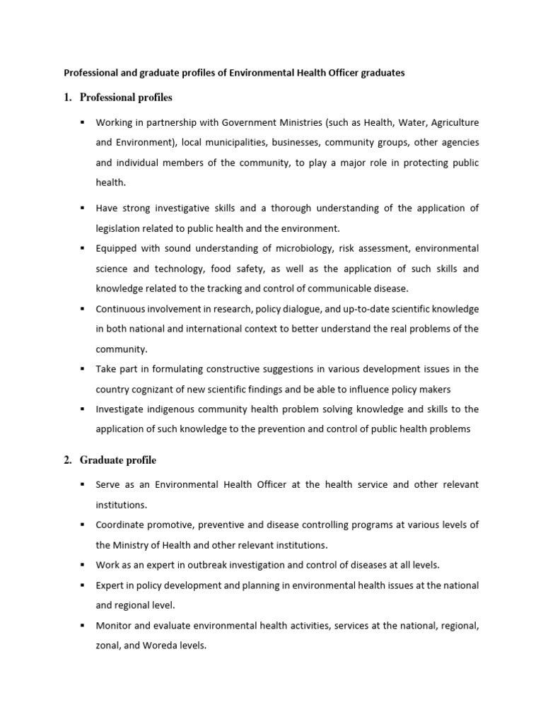 Roles of Environmental Health Officers | PDF | Public Health ...