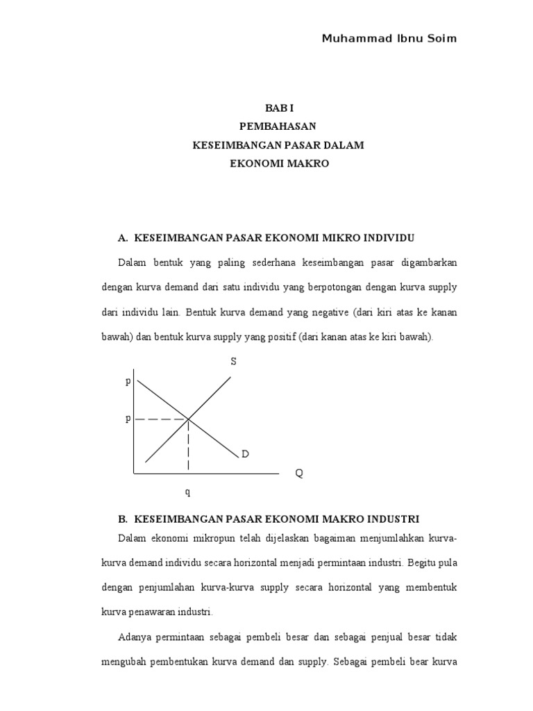 Bab i Keseimbangan Pasar Dalam Ekonomi Makro