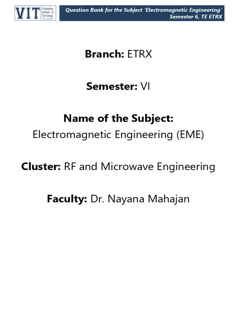 ETRX Electromagnetic Engineering Q&A | PDF | Waves | Transmission Line