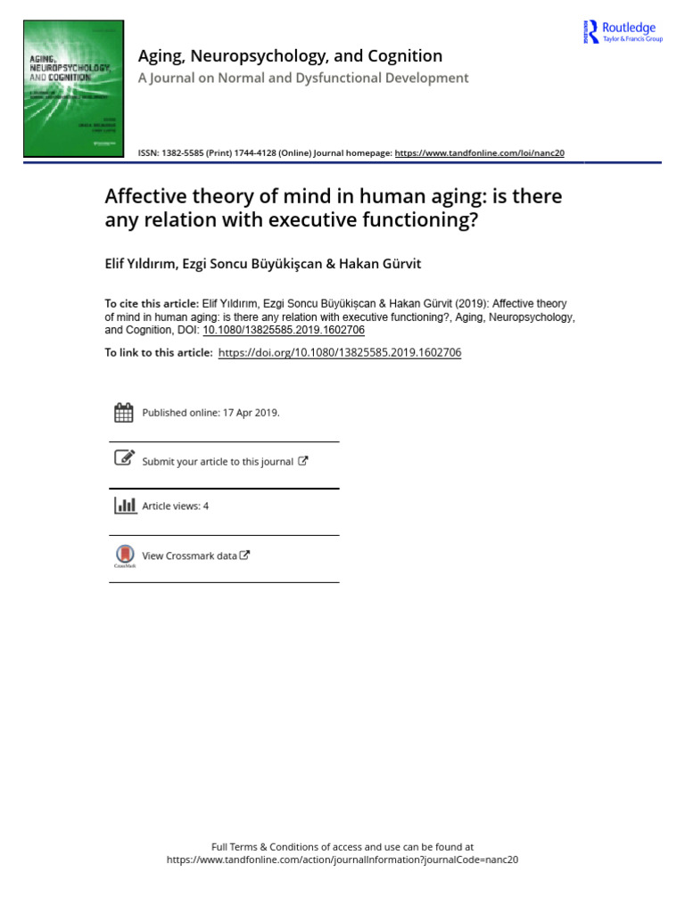 Affective Theory of Mind and Aging | PDF | Theory Of Mind | Executive ...