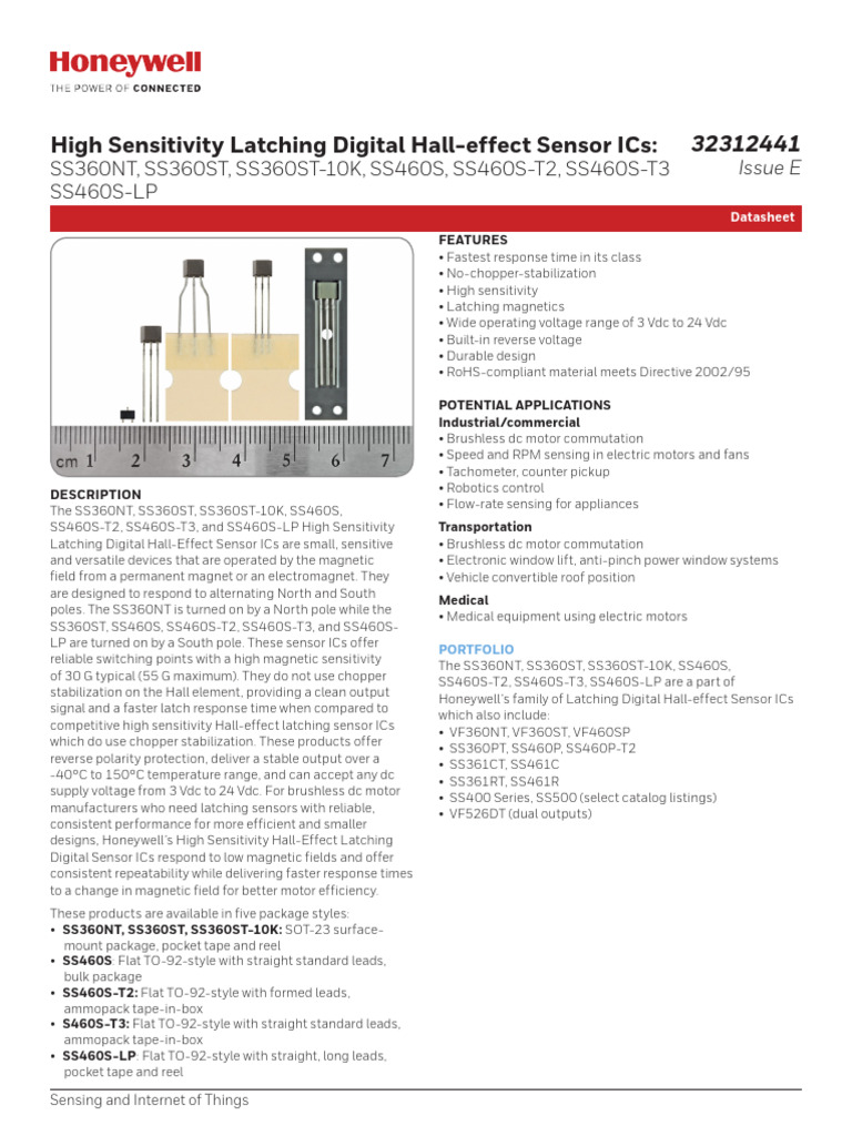 Honeywell Sens Digital Hall Effect Sensor Ics Ss360nt Ss360st Ss360st ...