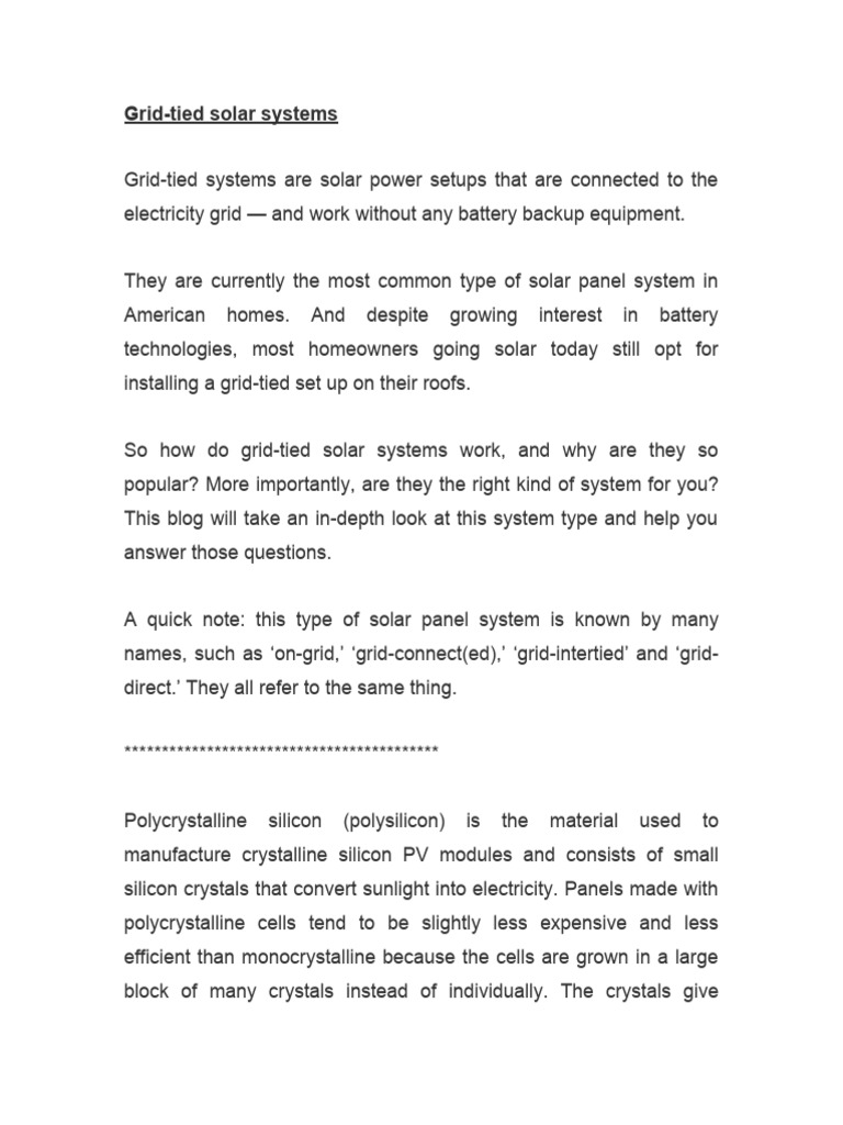 Grid Tied Solar Systems Pdf Photovoltaics Solar Panel