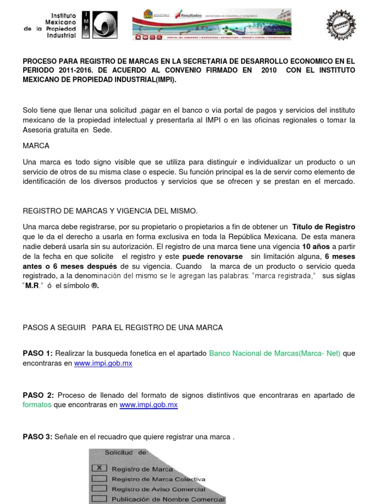 Pasos para Registrar una Marca en México | PDF | Marca comercial | Ley