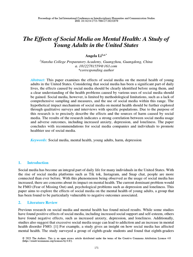 The Effects of Social Media On Mental Health A Stu | PDF | Social Media ...