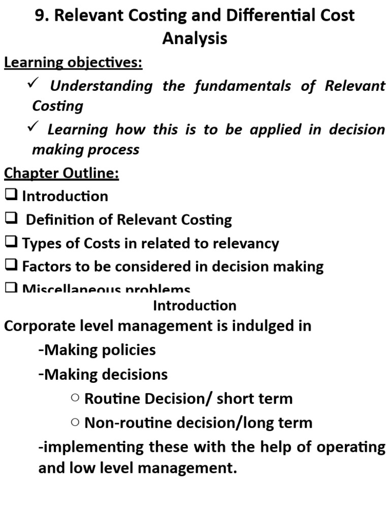 Relevant Costing in Managerial Decisions | PDF | Cost | Prices