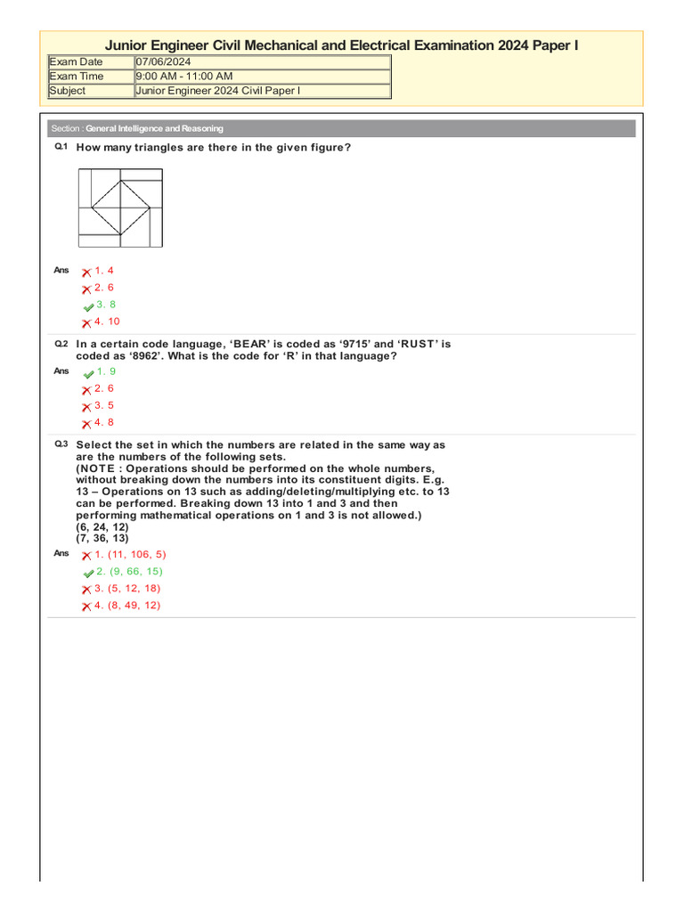 SSC Je 2024 English Answer Key Compilation - Byrm | PDF