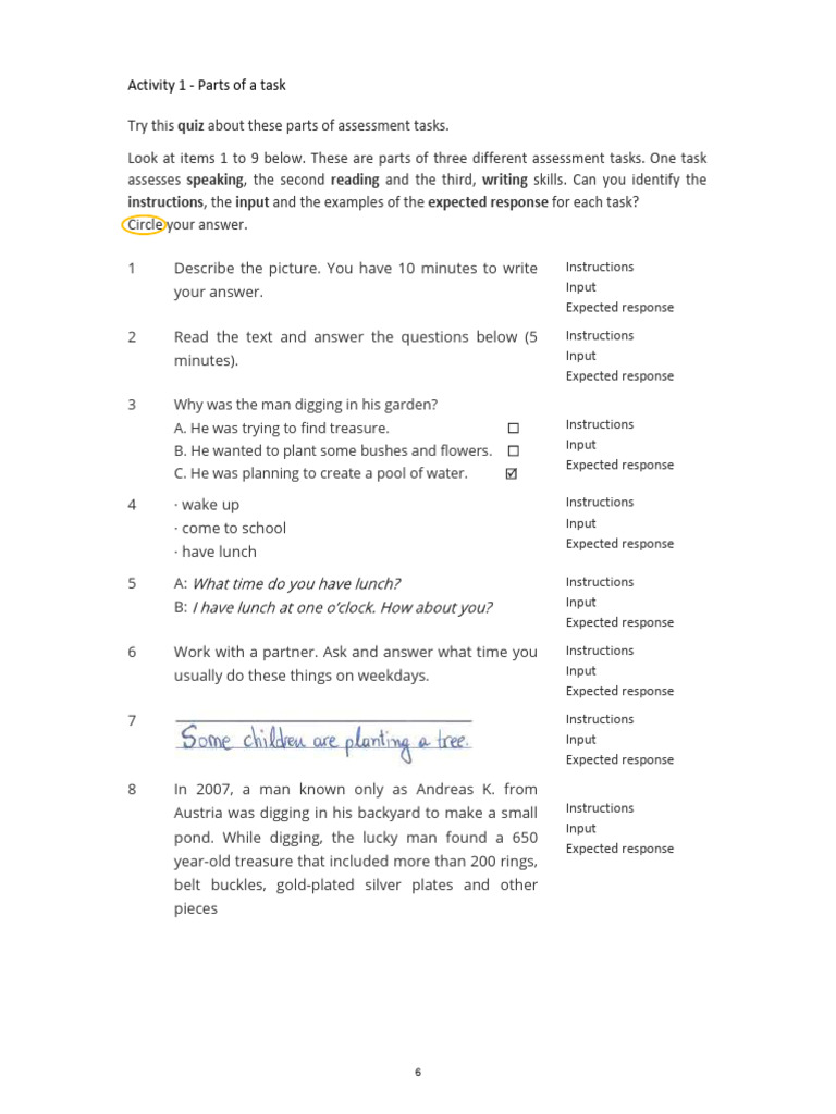 Lta Unit 6 Parts Of A Task Pdf