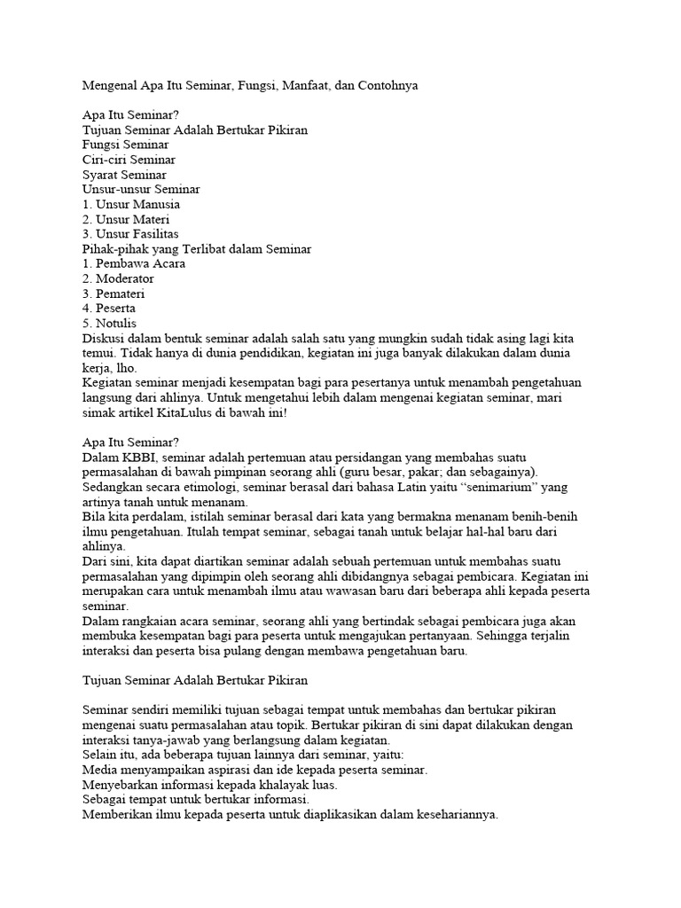 Mengenal Apa Itu Seminar Pdf