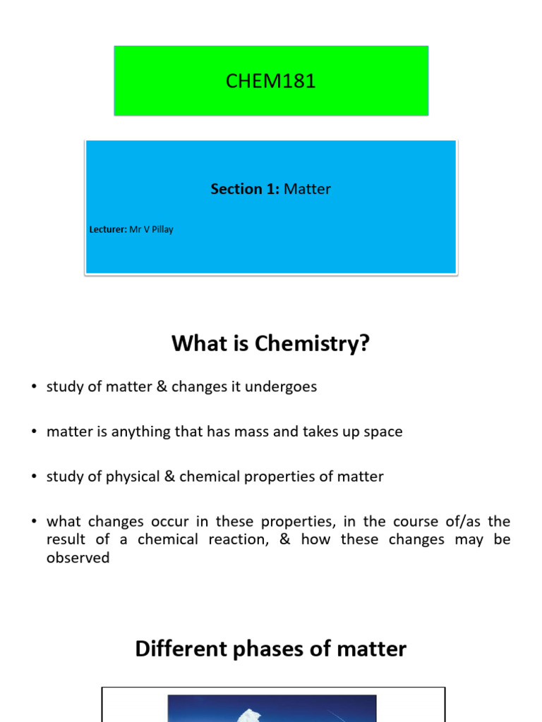 Chem181 Section 1 - Composition of Matter | PDF | Mixture | Chemical ...