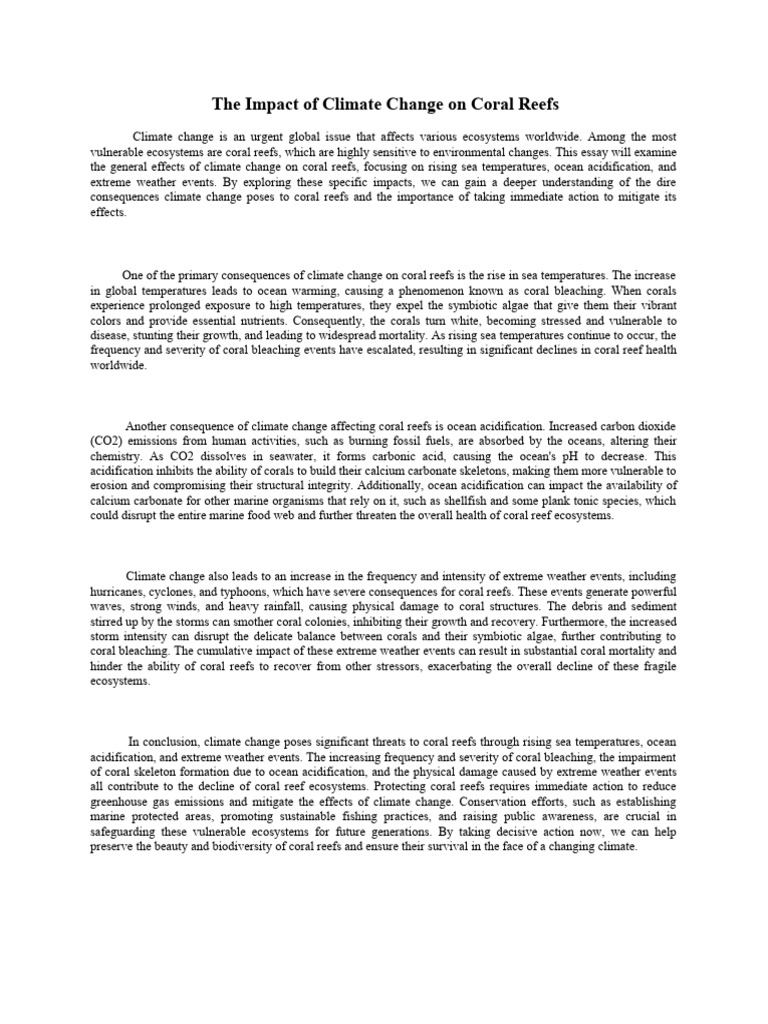 Climate Change Effects on Coral Reefs | PDF | Ocean Acidification | Coral