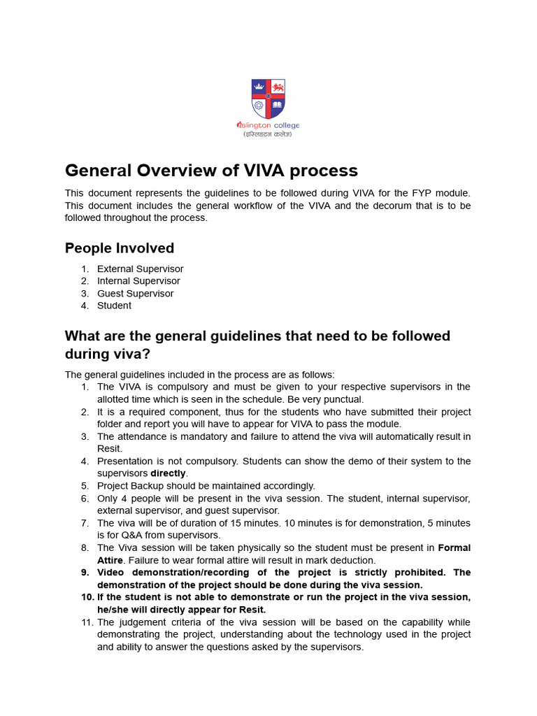 VIVA Guidelines for FYP Module | PDF | Career & Growth | Business