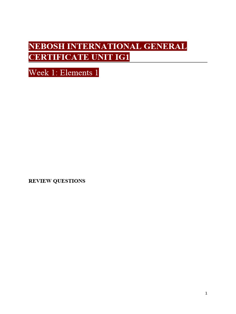 IG1Week1Element1 230405 011544 | PDF | Occupational Safety And Health ...