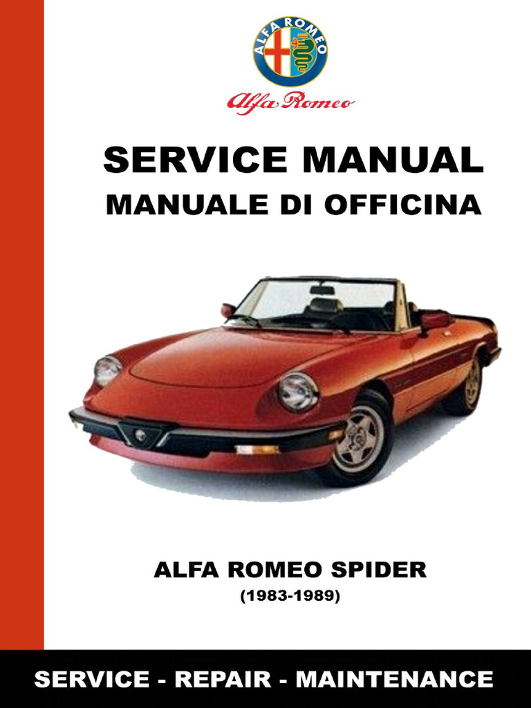 Alfa Romeo Spider (1983-1989) - Service Manual - Manuale Di Officina