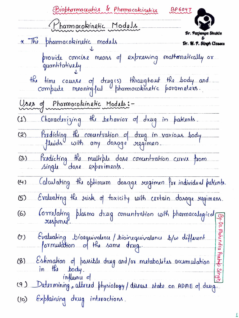 Pharmacokinetic Models Compartment Model | PDF | Pharmacology ...