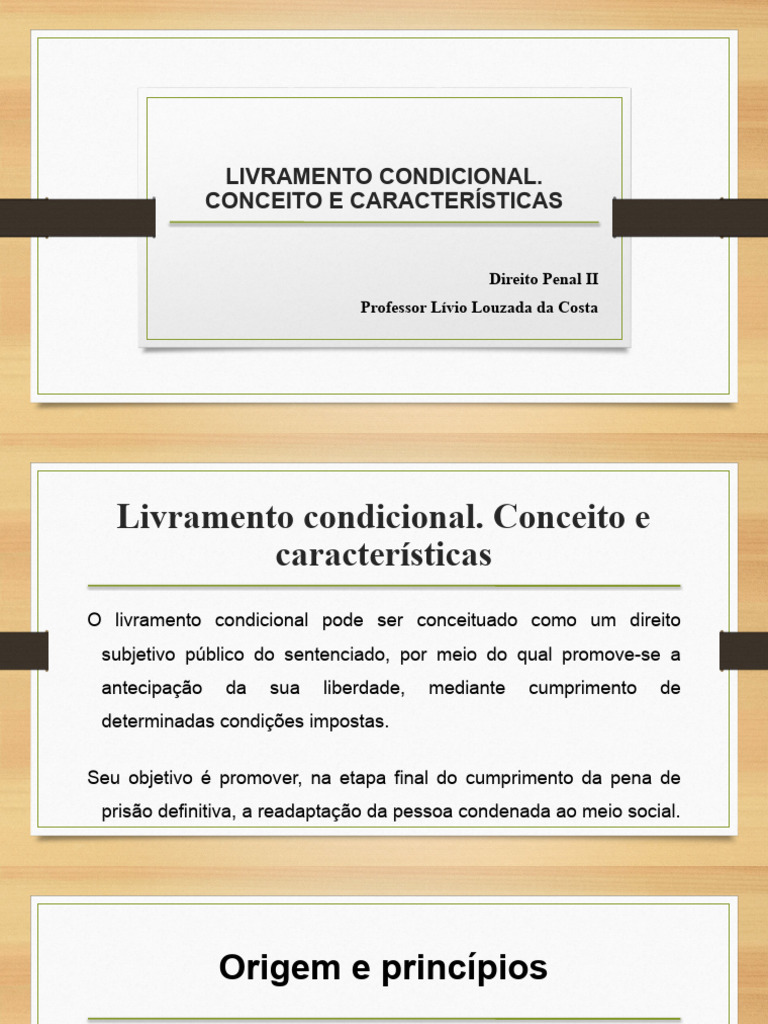 Apresentação Aula Livramento Condicional | PDF | Sentença (jurídico ...