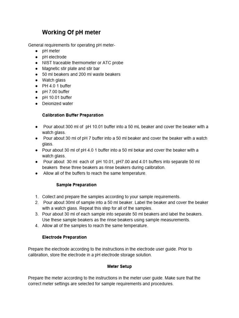 Working of ph meter pdf ph chemistry