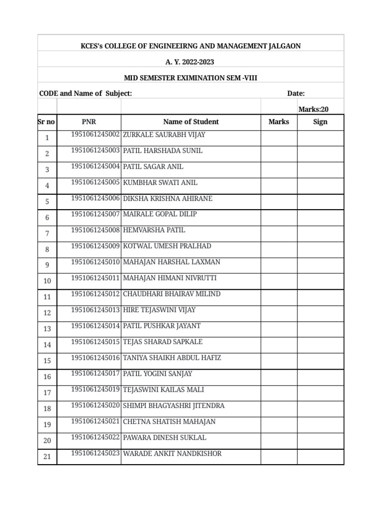 KCES Engineering Mid-Sem Exam 2022-23 | PDF