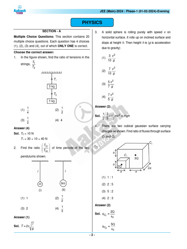 JEE Main 2024 Feb01 Shift2 Physics Evening | PDF | Electronvolt ...