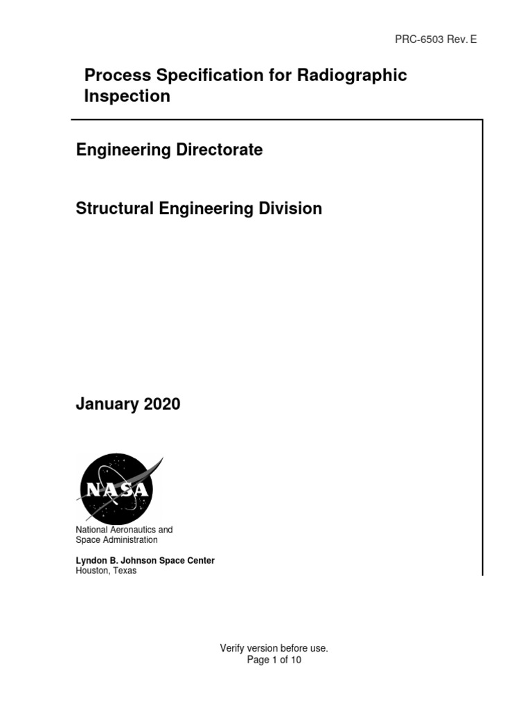 Radiographic Inspection Process Specification | PDF | Nondestructive ...