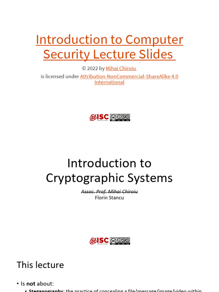 Introduction to Cryptographic Systems | PDF | Cryptography | Public Key ...