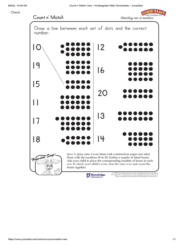 Count n’ Match View Kindergarten Math Worksheets JumpStart PDF