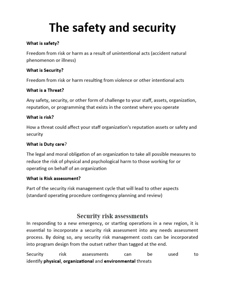 Safety and Security Risk Management Guide | PDF | Information Security ...
