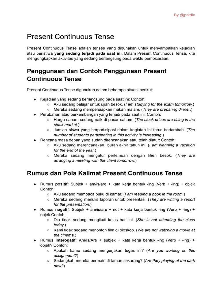 04 Present Continuous Tense Pdf