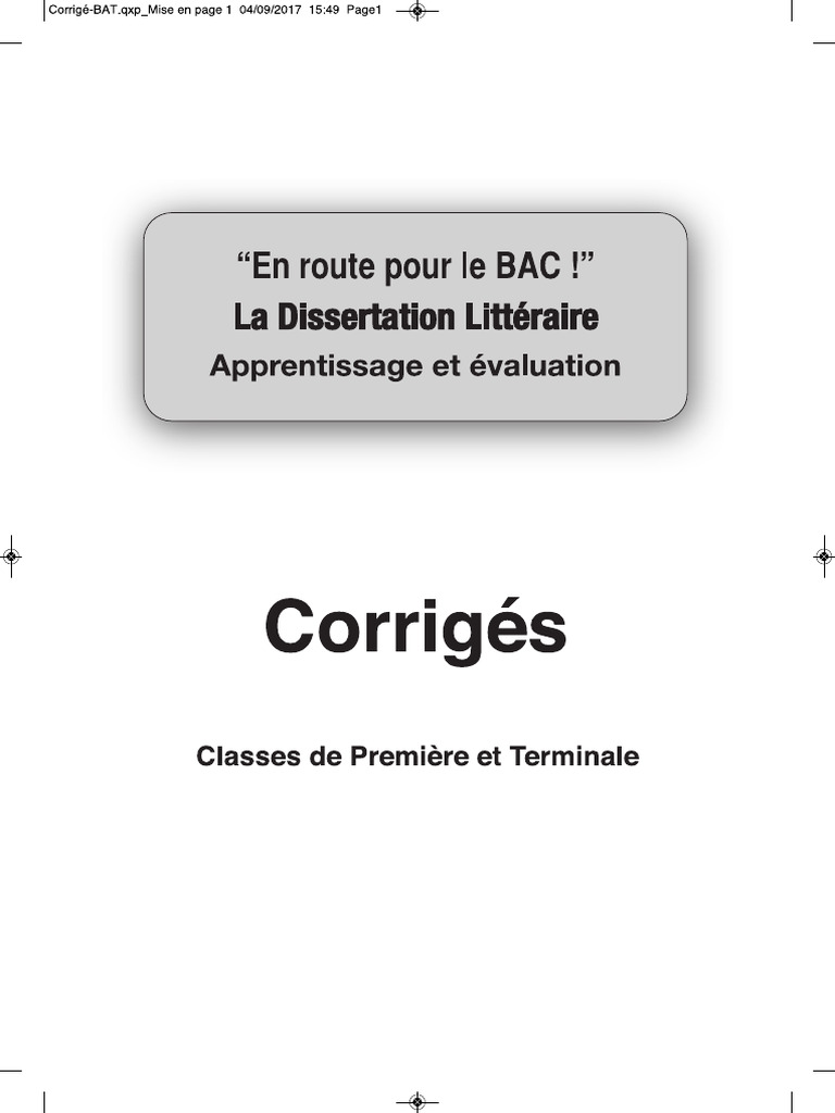 CORRIGE Doc en Route Pour Le Bac Cahier Dissertation | PDF