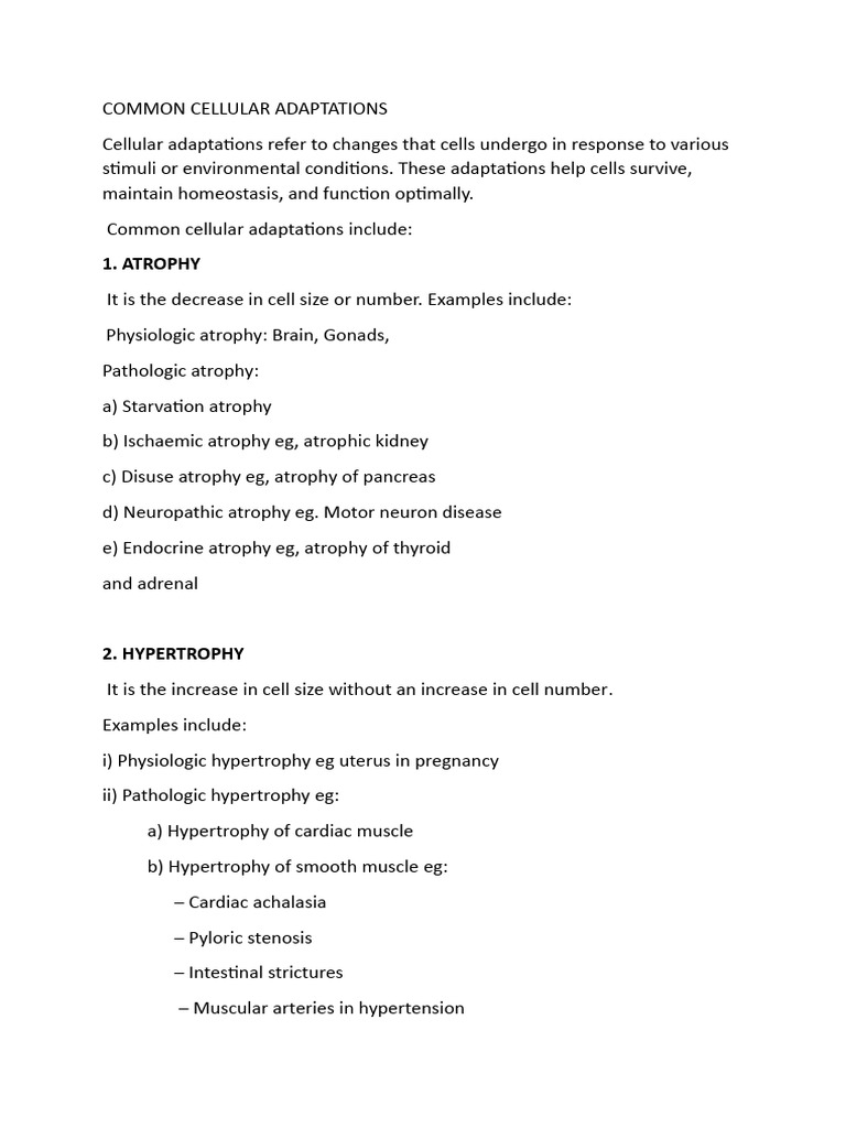Understanding Common Cellular Adaptations | PDF | Morphology (Biology ...