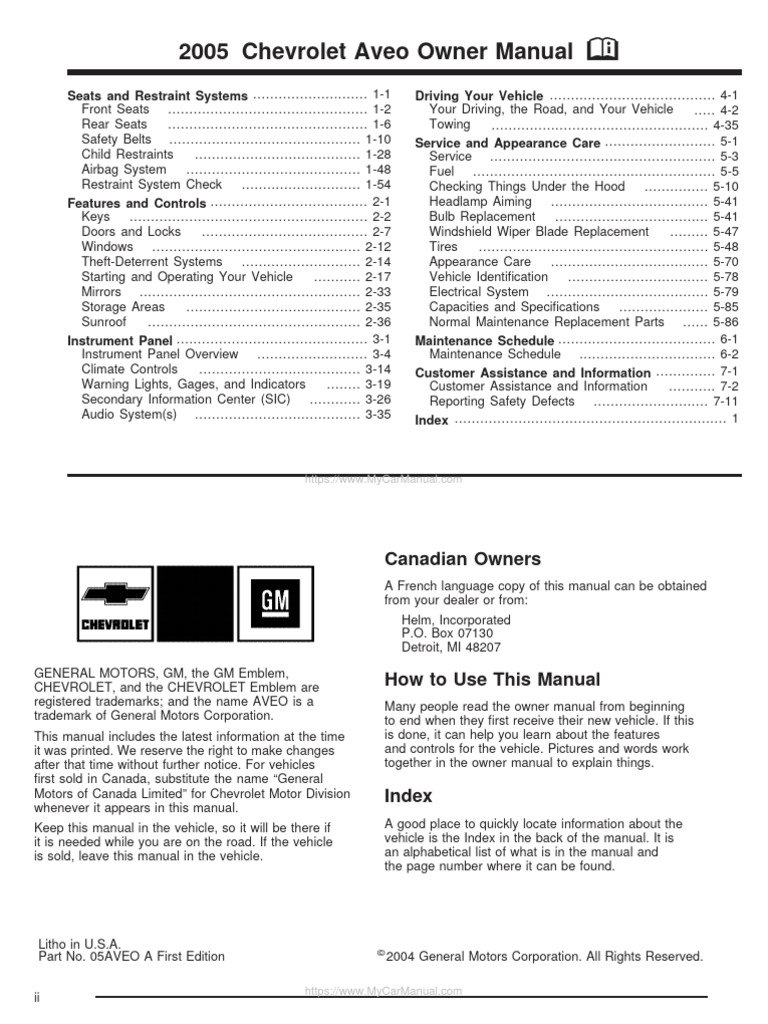 2005 CHEVY AVEO REPAIR MANUAL PDF FREE visual data 3