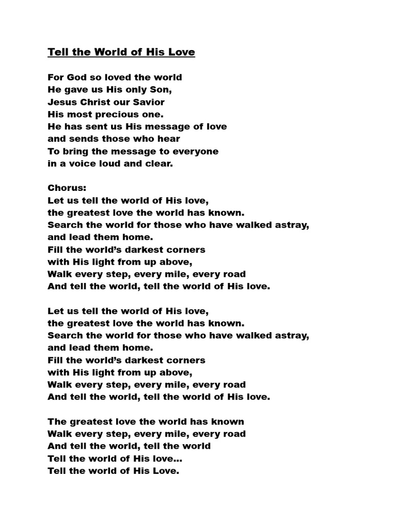Tell the world of his love pdf