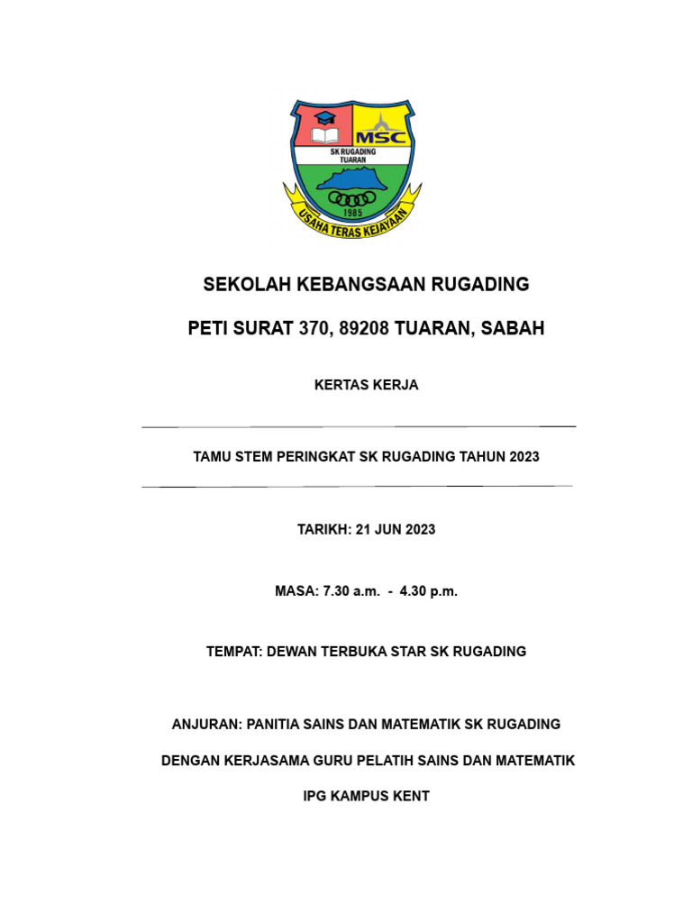 Kertas Kerja Tamu SK Rugading | PDF