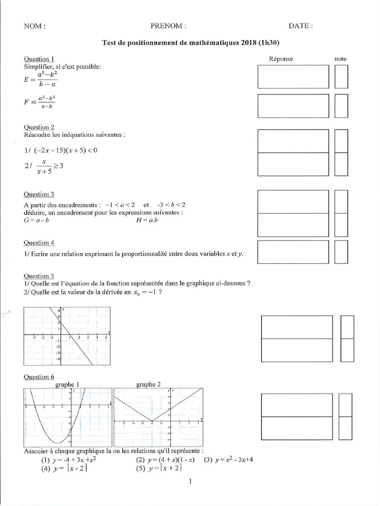 160 5 Test Maths 2018 | PDF