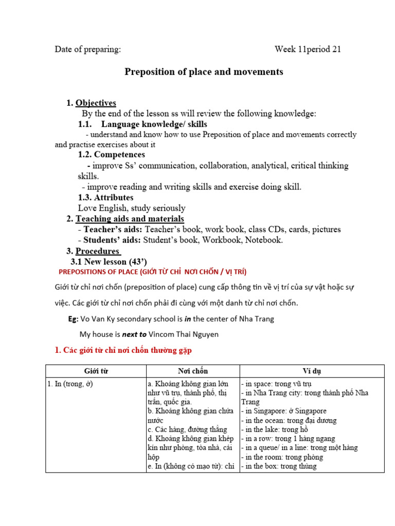Tieng Anh 8 Buoi 2 Tuan 11 | PDF