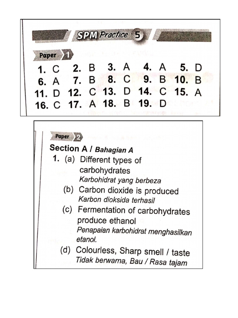 Jawapan Latihan F5 Sceince Bab 5 | PDF