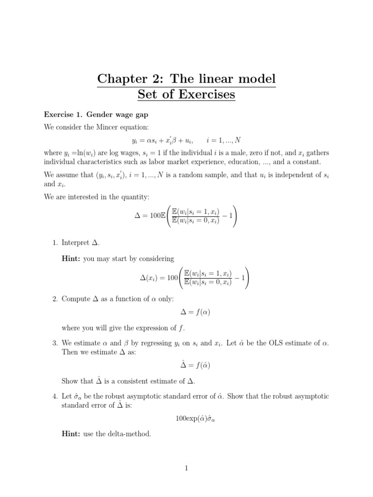 Chapter 2 - The Linear Model | PDF | Ordinary Least Squares | Applied ...