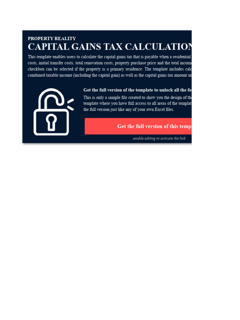 Capital Gains Tax Calculation Template | PDF | Capital Gain | Capital ...