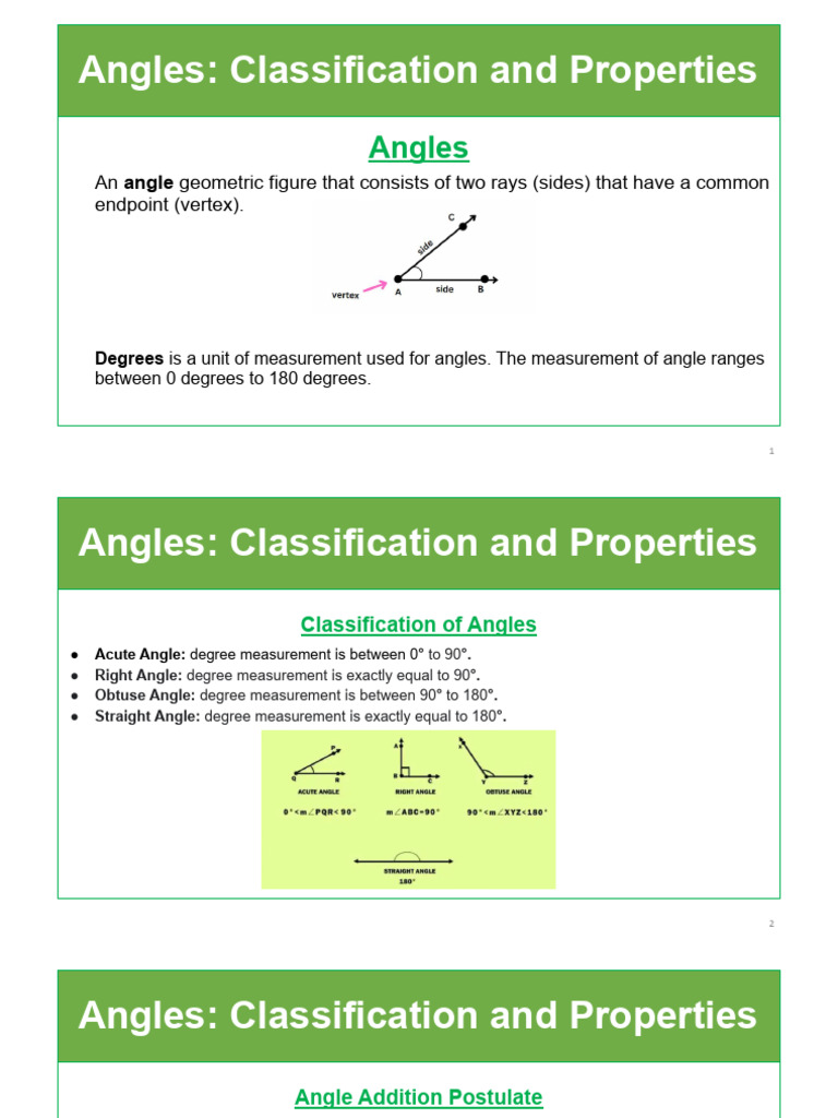 02 Angles - Classification and Properties | PDF | Angle | Euclidean ...