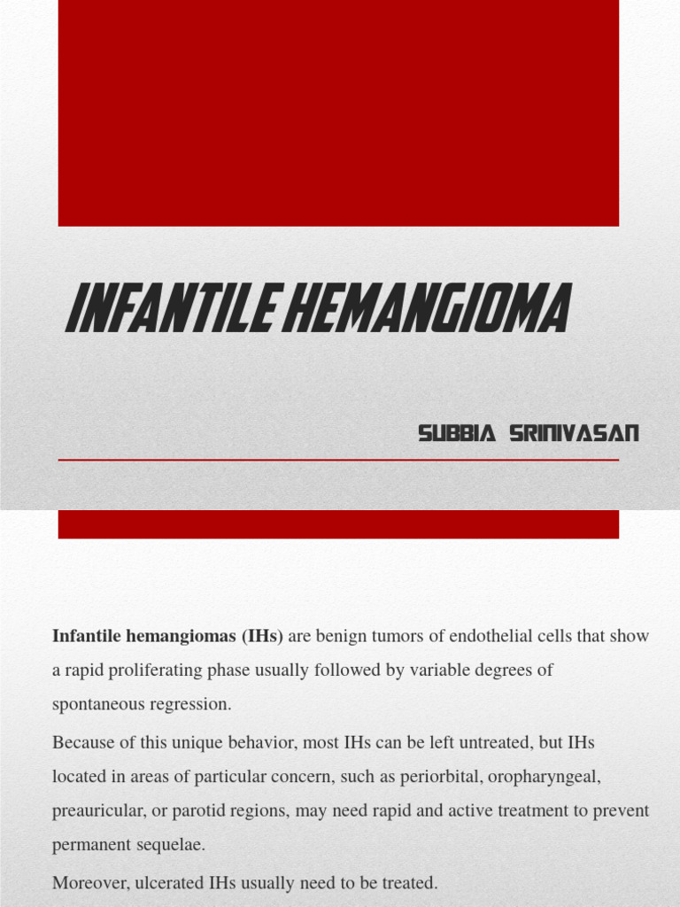 Understanding Infantile Hemangiomas | PDF | Hypoglycemia | Medical ...